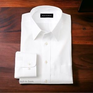 PAUL FREDRICK 80’s Two Ply Cotton Straight Collar Dress Slim Fit Shirt 17 1/2 36